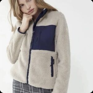 LEE Original jacket All Over sherpa Fleece zip up Large Soft Pockets L Unisex